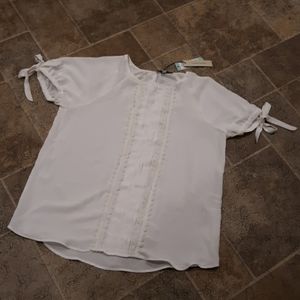 NWT 41 Hawthorn womens size XL crochet trim blouse